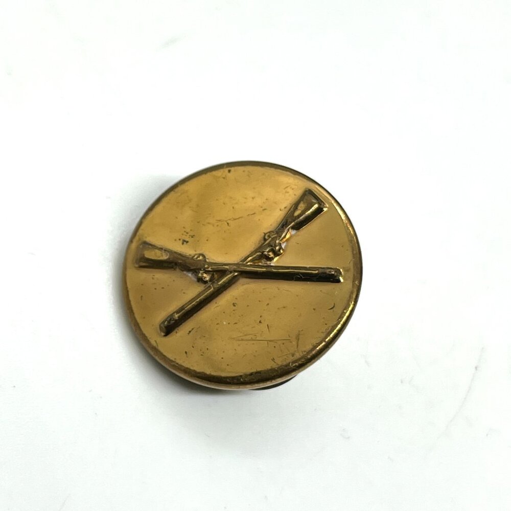 Vintage US Army Infantry Crossed Rifles Brass Military Pin WWII Era Uniform